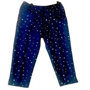 Talbot Petites size 12. Embroidered Polk dots. Navy with cream /brown polka dots